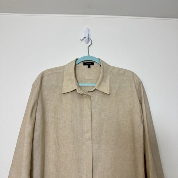 Theory Classic Menswear Pure Linen Shirt Women’s Sz XL Button Down Long Sleeve - Picture 3 of 11